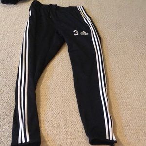 Adidas striped pants with zipper leg option